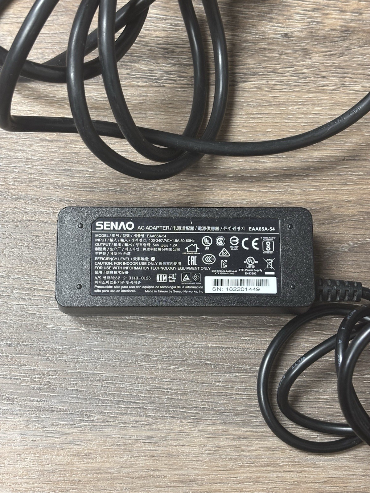 Original Senao 3-Pin Plug EAA65A-54 AC Adapter 54V 1.2A 64.8W Power Supply OEM