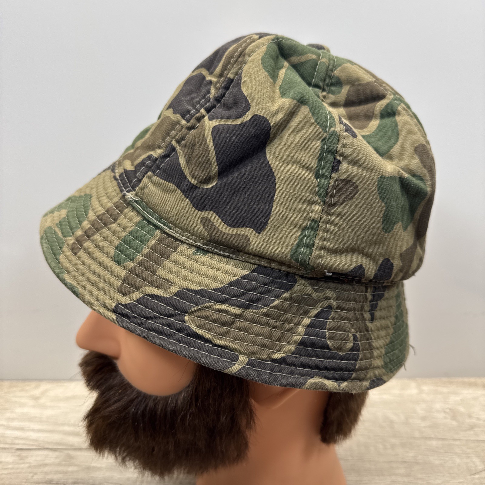 VTG Woodland Camo Jones Hunting Cap Bucket Hat M Korea Foam Insulated Ear Flaps