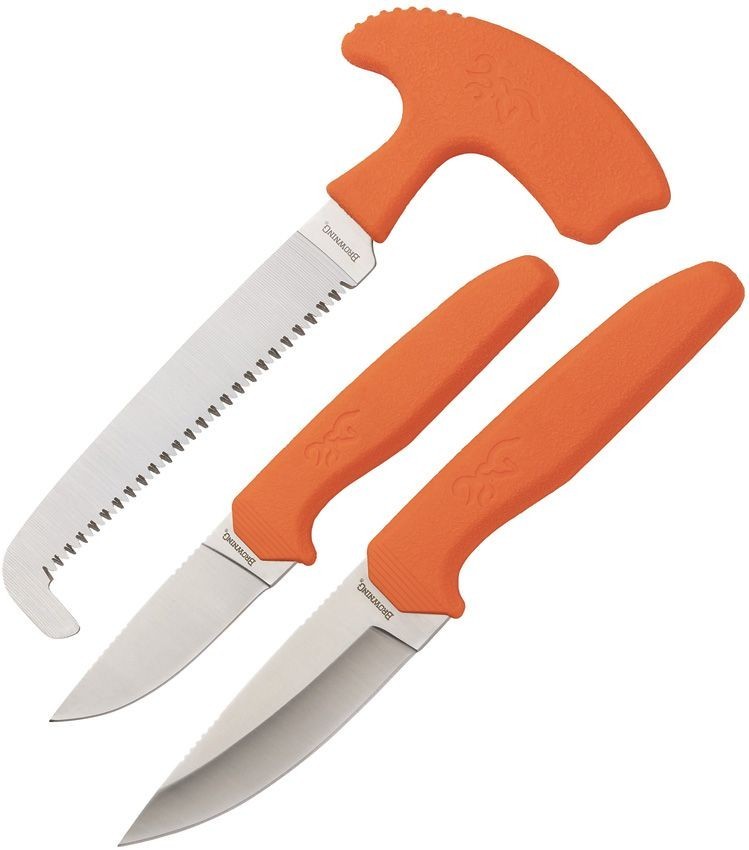 Browning Sharp Ridge Combo Orange Skinner Caper Saw Stainless Blades Rubber Grip