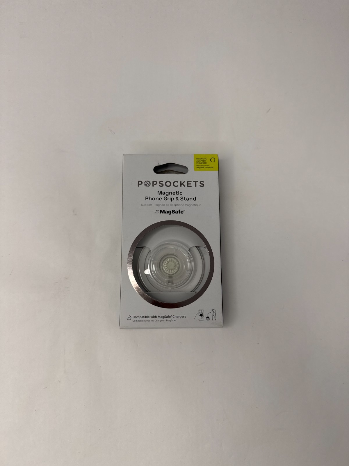 PopSockets MagSafe Round PopGrip Cell Phone Grip & Stand w/Adapter Ring clear