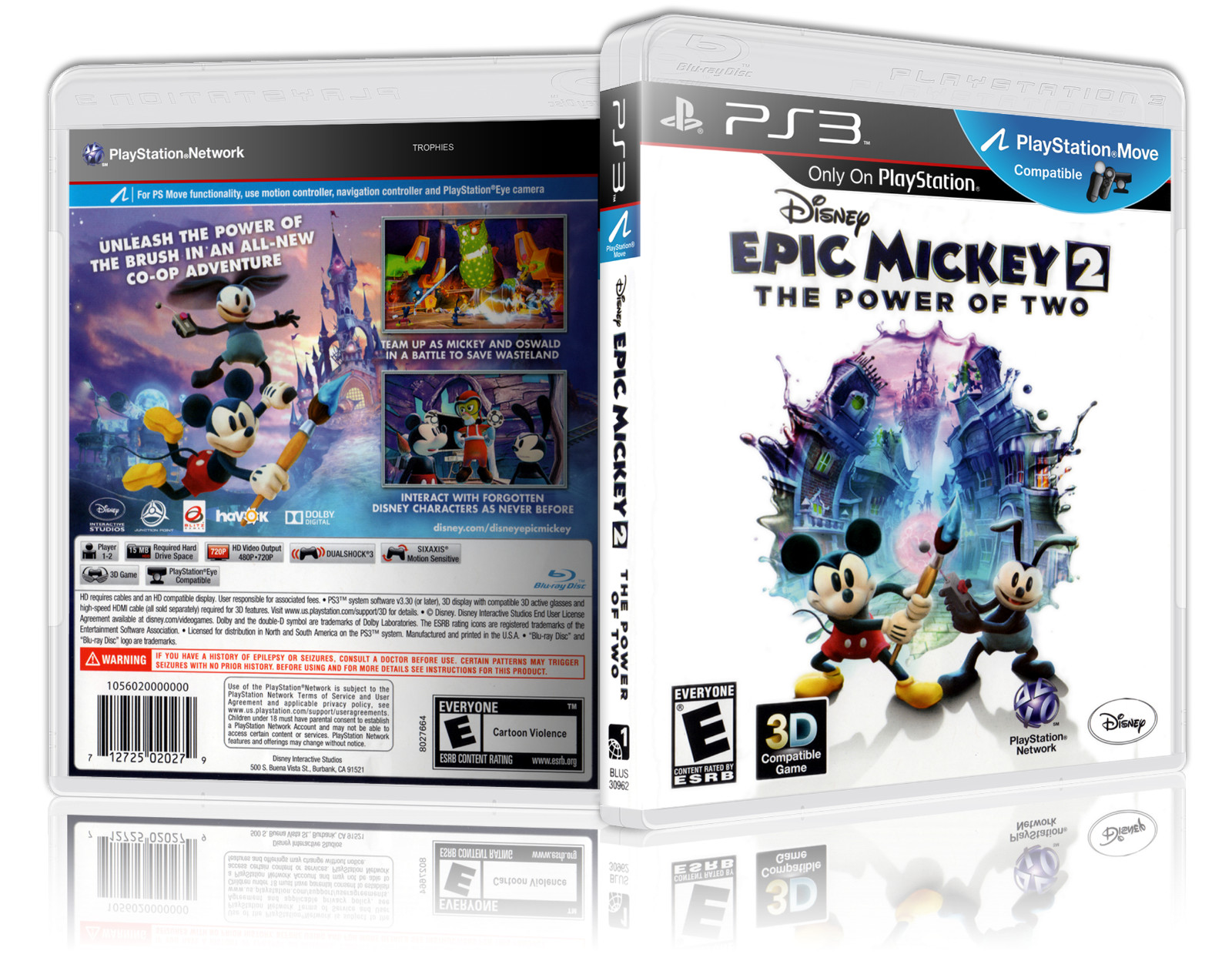 Disney Epic Mickey 2: The Power Of Two Replacement  PS3 Cover and Case. NO GAME!