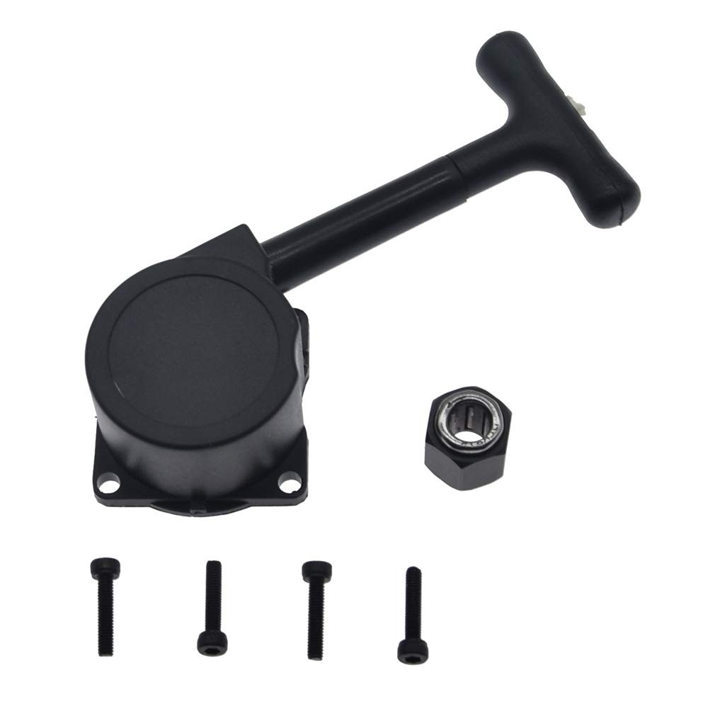 RC Nitro Car Pull Starter R020 Recoil Start & 12mm Hex Nut One Way Black