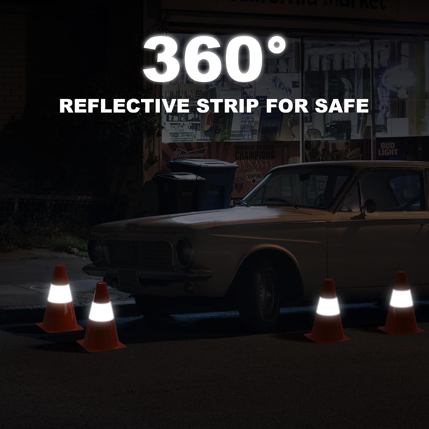 9 inch Traffic Safety Cones with Reflective Collars, [4 Pack] Orange Construc...