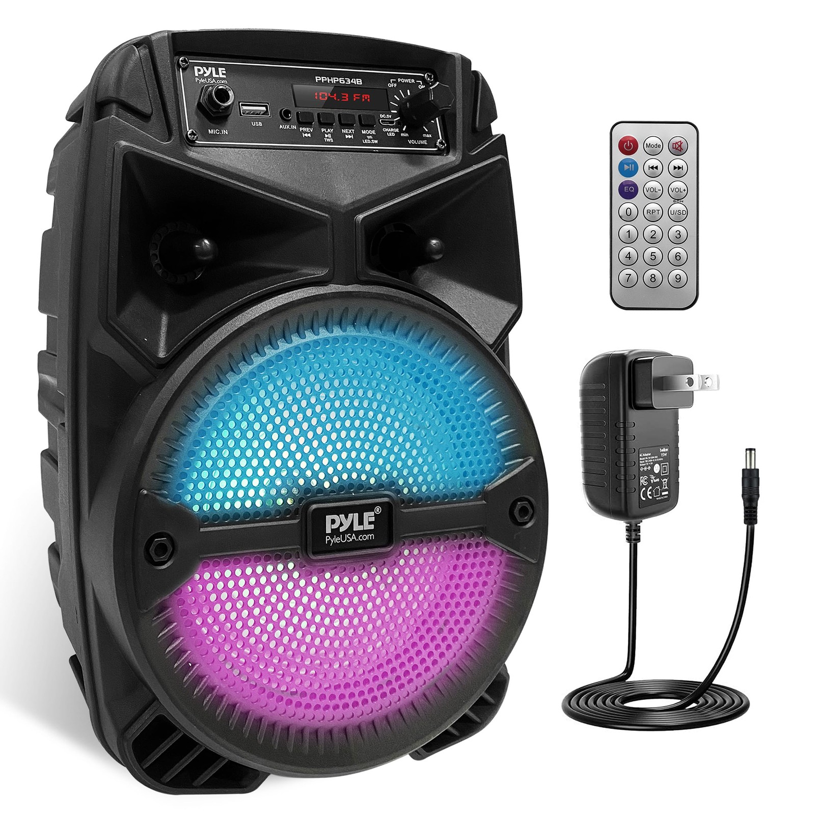 Pyle 240W Rechargeable Outdoor Bluetooth 8.98'' x 7.09'' x 14.57'', BLACK