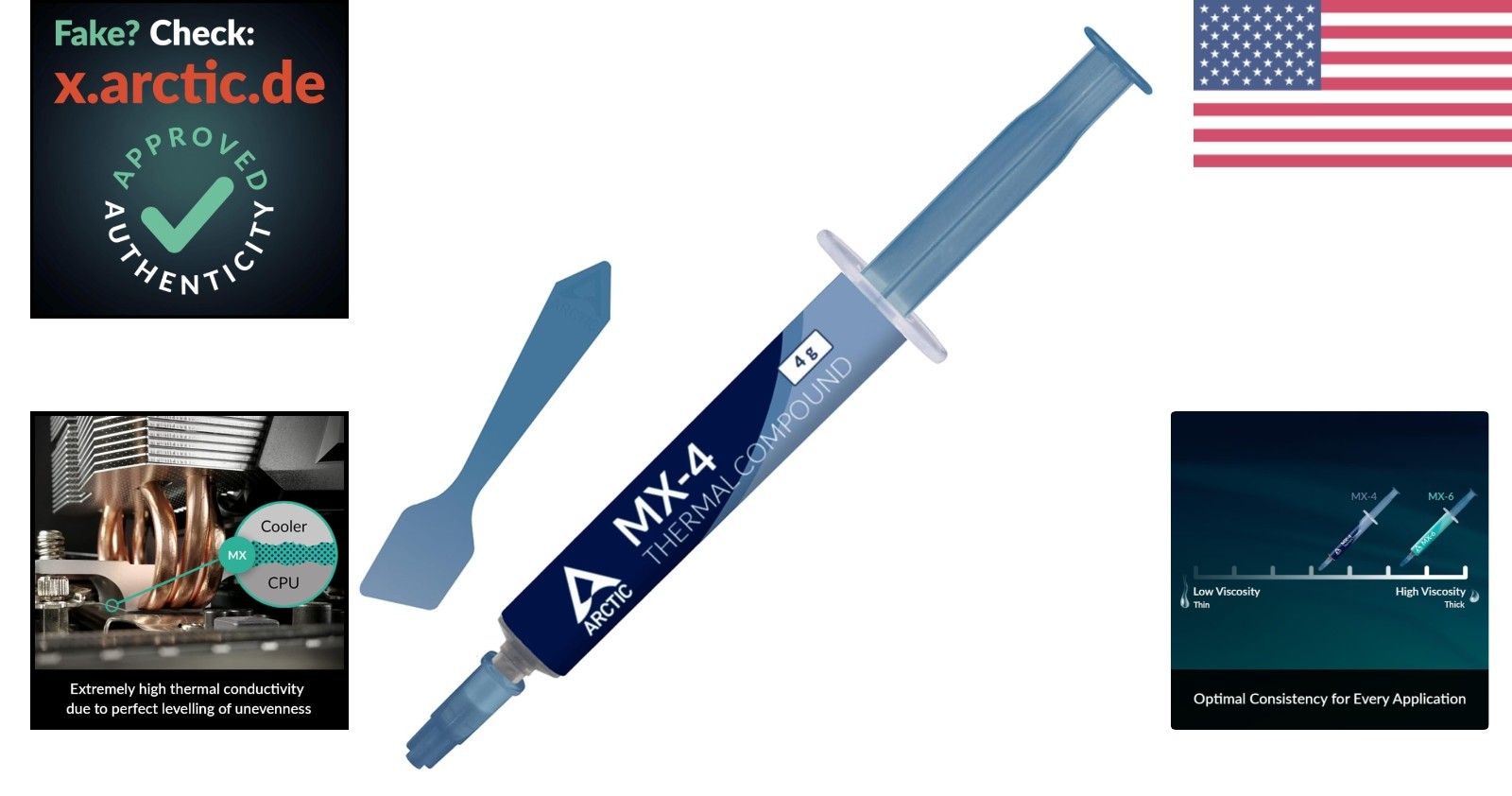 High Performance MX-4 Thermal Paste 4g for CPU GPU Easy Application Carbon Based
