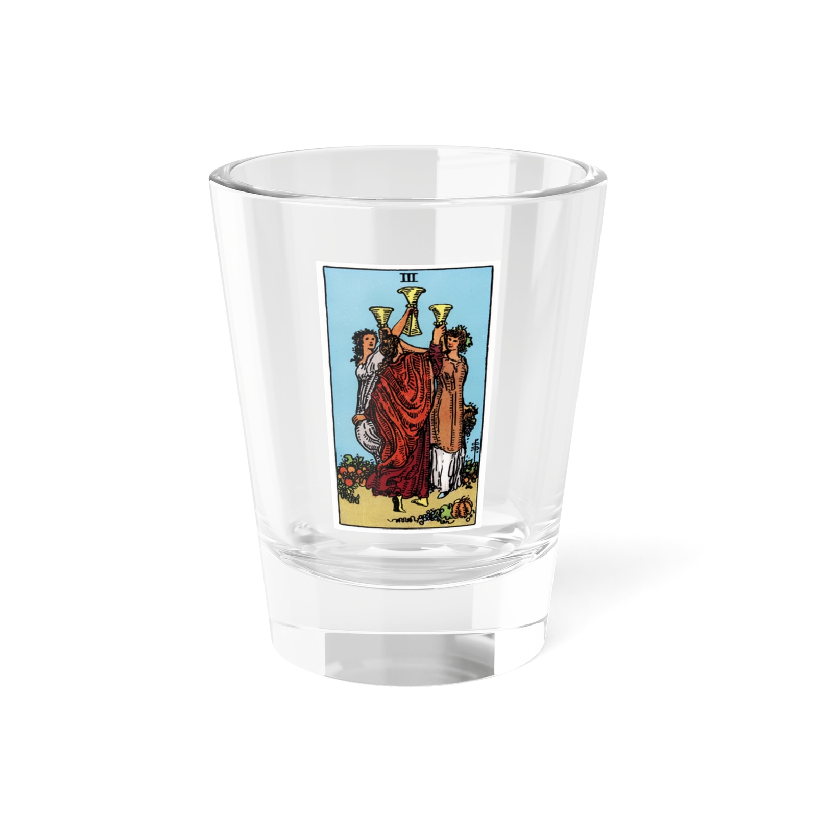 The 3 of Cups (Tarot Card) Shot Glass 1.5oz