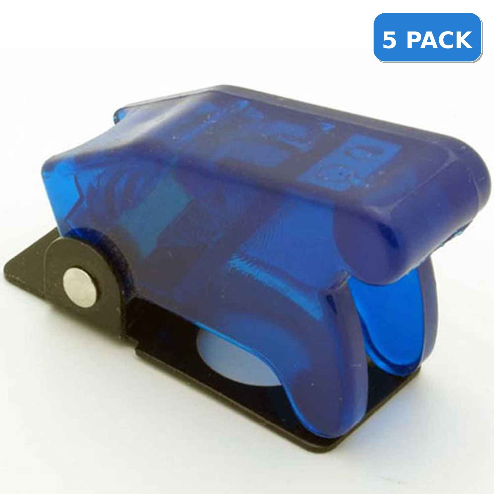 5 x Toggle Switch Safety Cover Guard Flip Up - Translucent Blue Aircraft Style