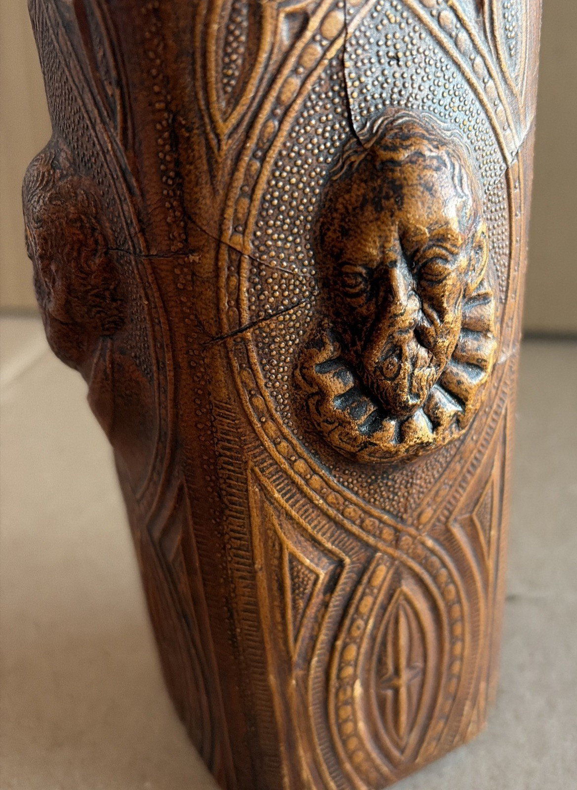 Spanish Decanter Hand Tooled Leather Scene Don Quixote De La Mancha Empty