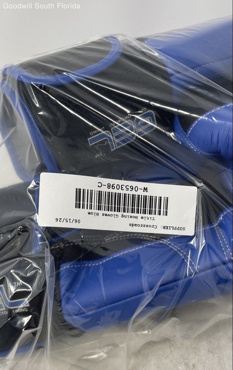 Title Blue Black Adjustable Strap Sporting Equipment Boxing Gloves Pair