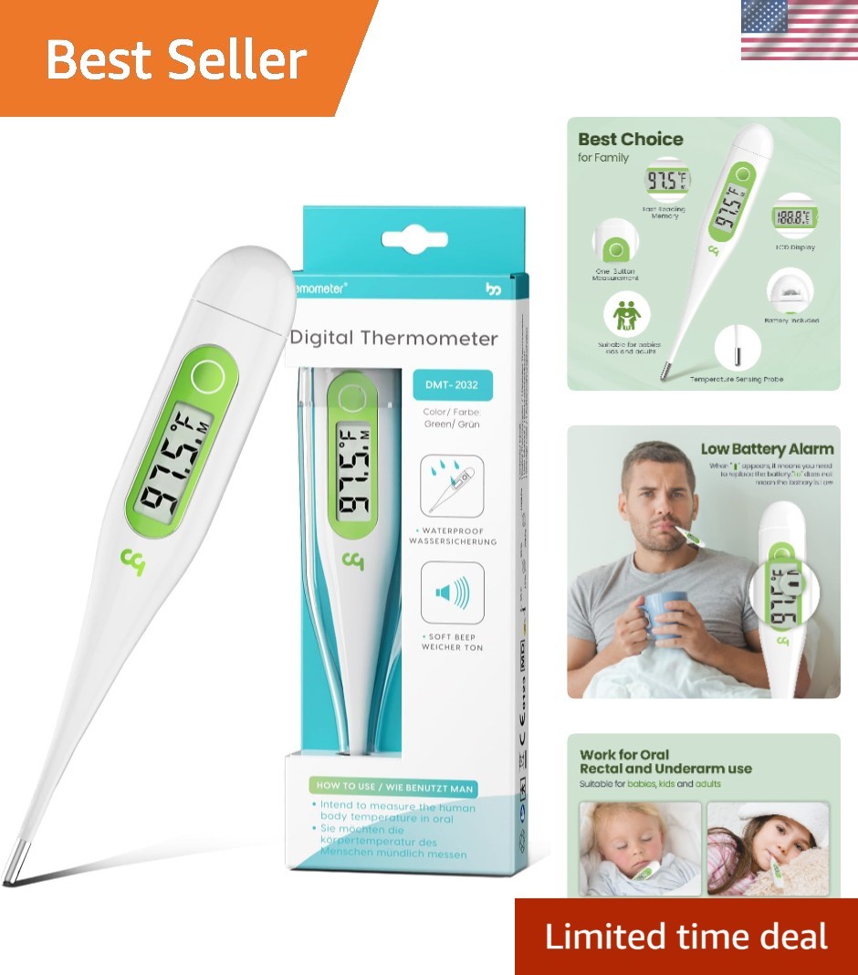 Family-Friendly Digital Thermometer with C/F Switching - Portable & Hygienic