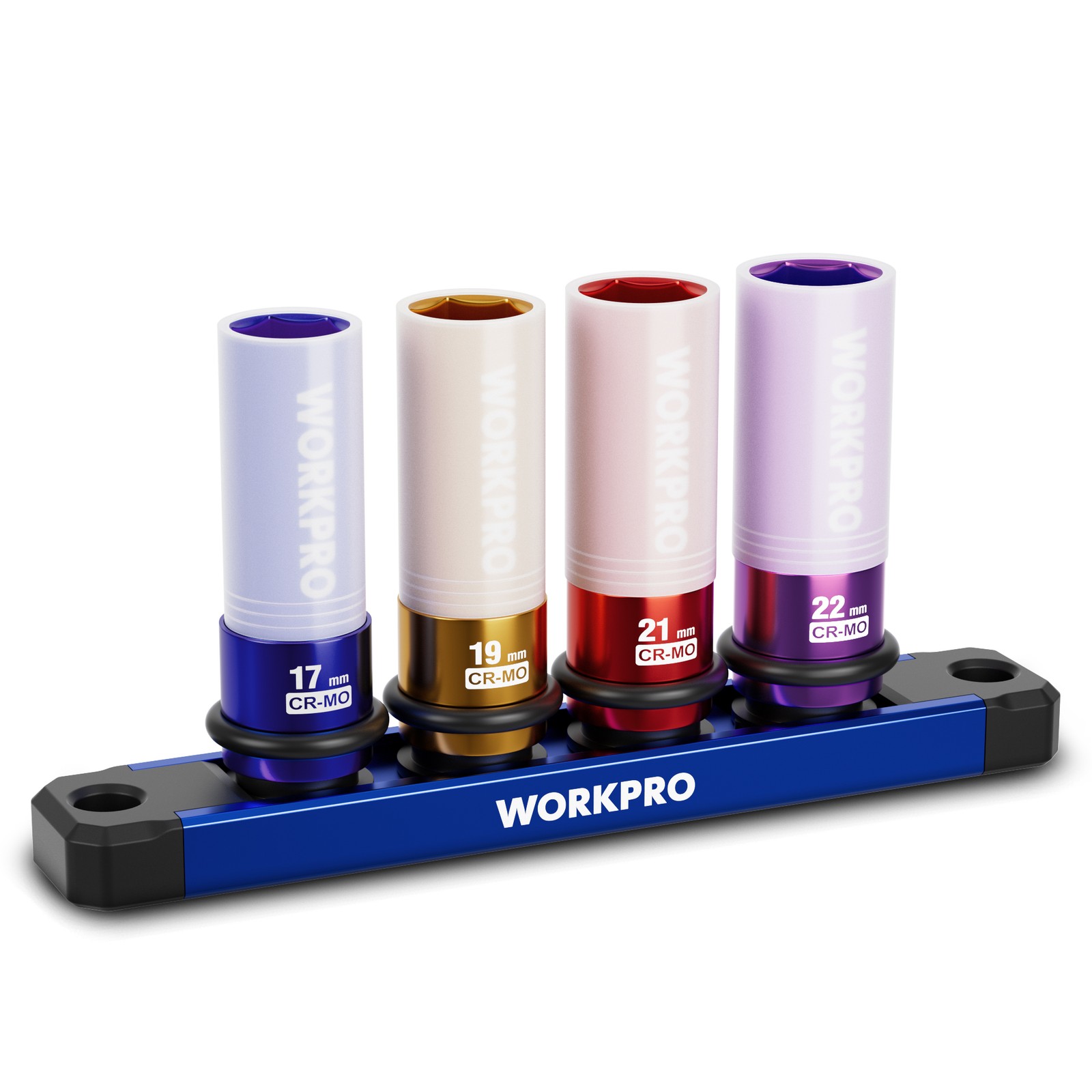 WORKPRO 1/2" Drive Lug Nut Impact Duty Socket Set 4 Pcs 17-19-21-22mm Socket Set