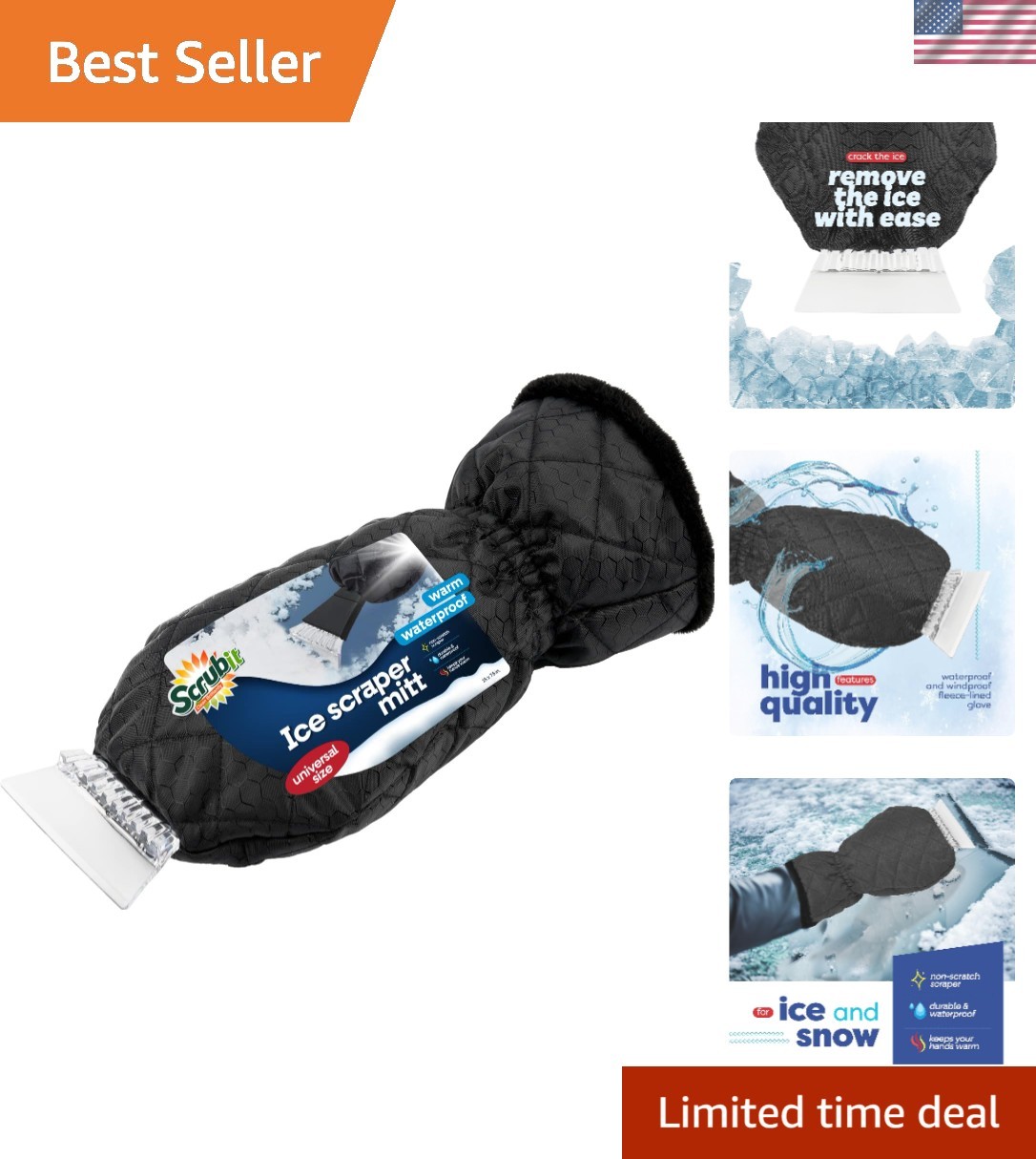 Ultimate Winter Companion: Ice Scraper with Fleece Glove - Warmth & Convenience