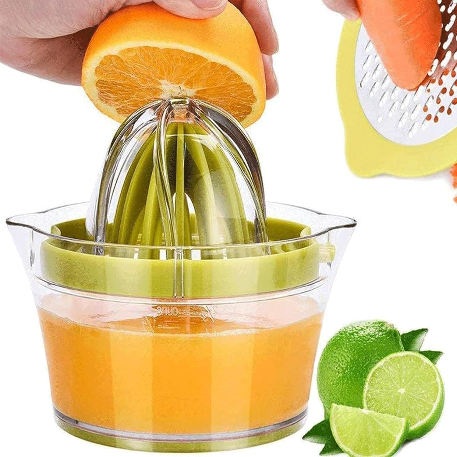 Compact Citrus Juicer with Multi-Reamers and Measuring Cup, Stylish Green Design