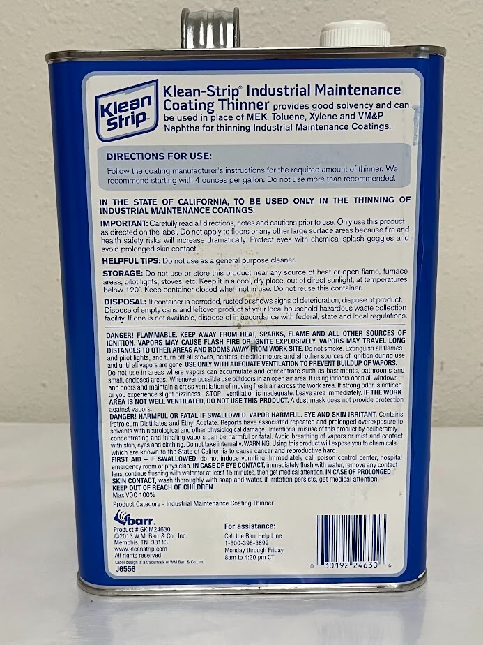 Klean Strip Industrial Maintenance Coating Thinner 1 Gallon - Solvent