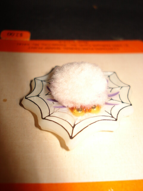 Hallmark Fuzzy Spider on Web Lapel Pin