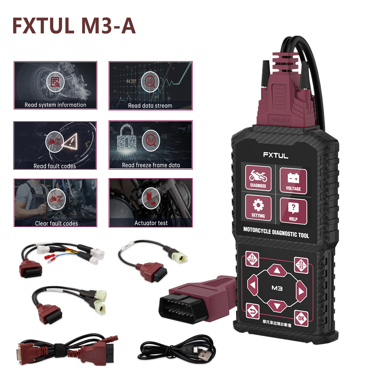 OBD2 Motorcycle Fault Code Reader Diagnostic Scanner For Honda Yamaha Kawasaki