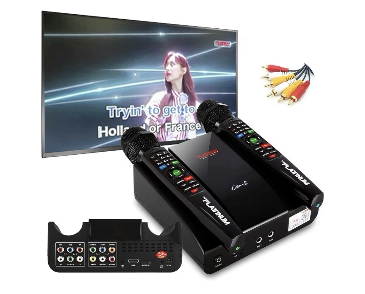 The Platinum Cello 2 karaoke machine for TV, adults and children, huge library o