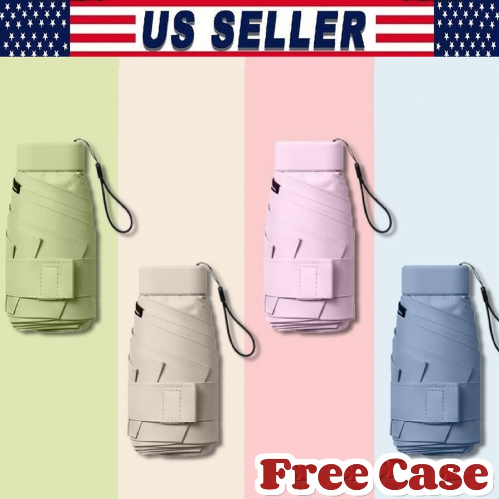 Portable Rain Umbrella Pocket Compact Mini Umbrella  6 Fold Sun Umbrella US