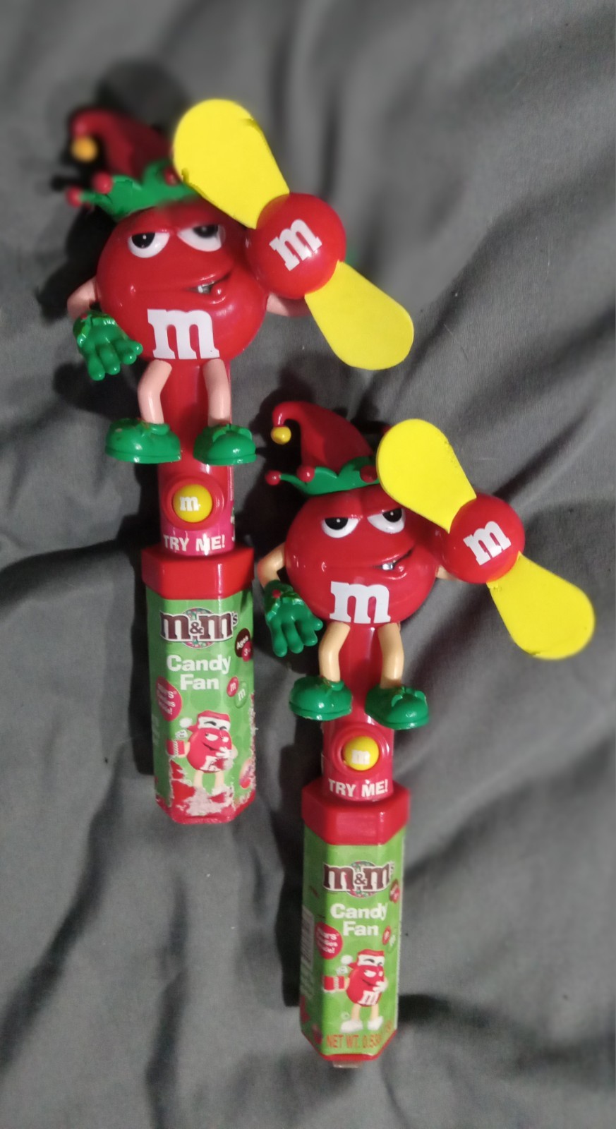 TWO-M&Ms Christmas Red Character Candy Fan Dispenser Without Candy