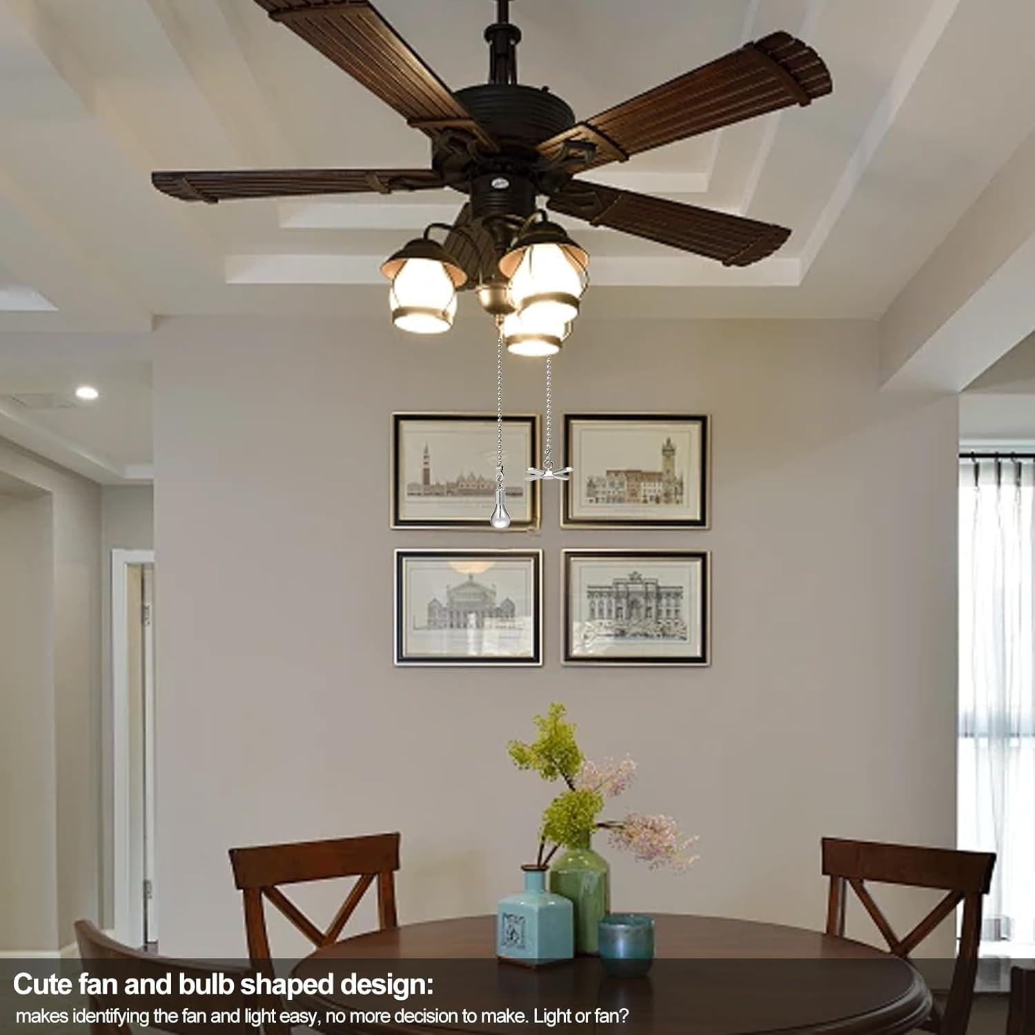 Ceiling Fan Pull Chain Ornaments 13.6 Inches Fan Pulls Extension Chains Set