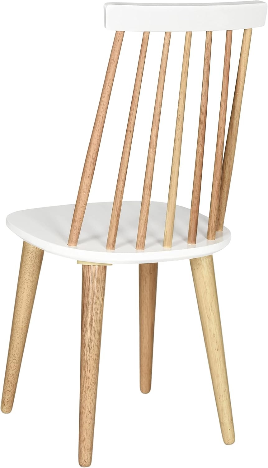 American Homes Collection Burris Country Farmhouse Natural & White Spindle Side