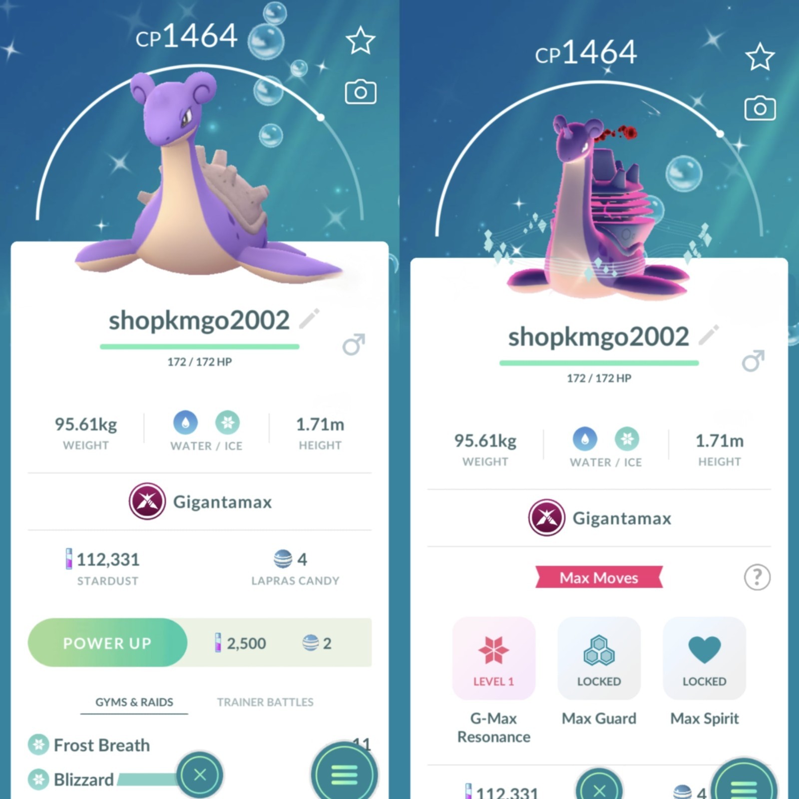 Shiny Gigantamax Lapras--20k dust or P T C
