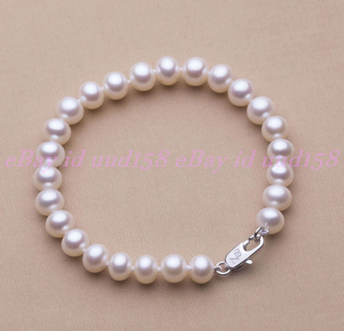 Genuine Natural 7-8mm Akoya White Freshwater Cultured pearl bracelet 7.5"