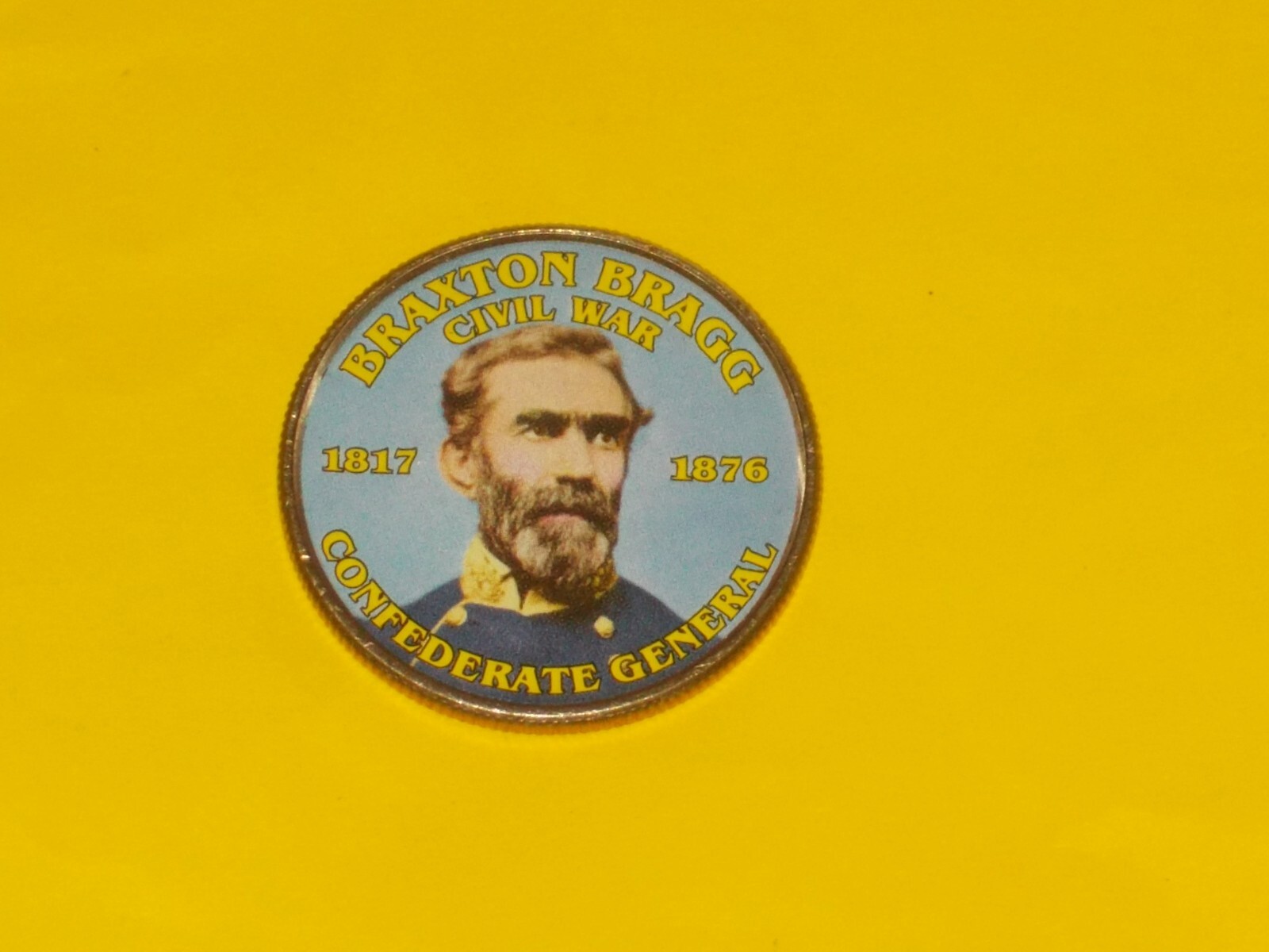 Colorized Kennedy Half Dollar - Civil War - Braxton Bragg - Confederate Gen K9