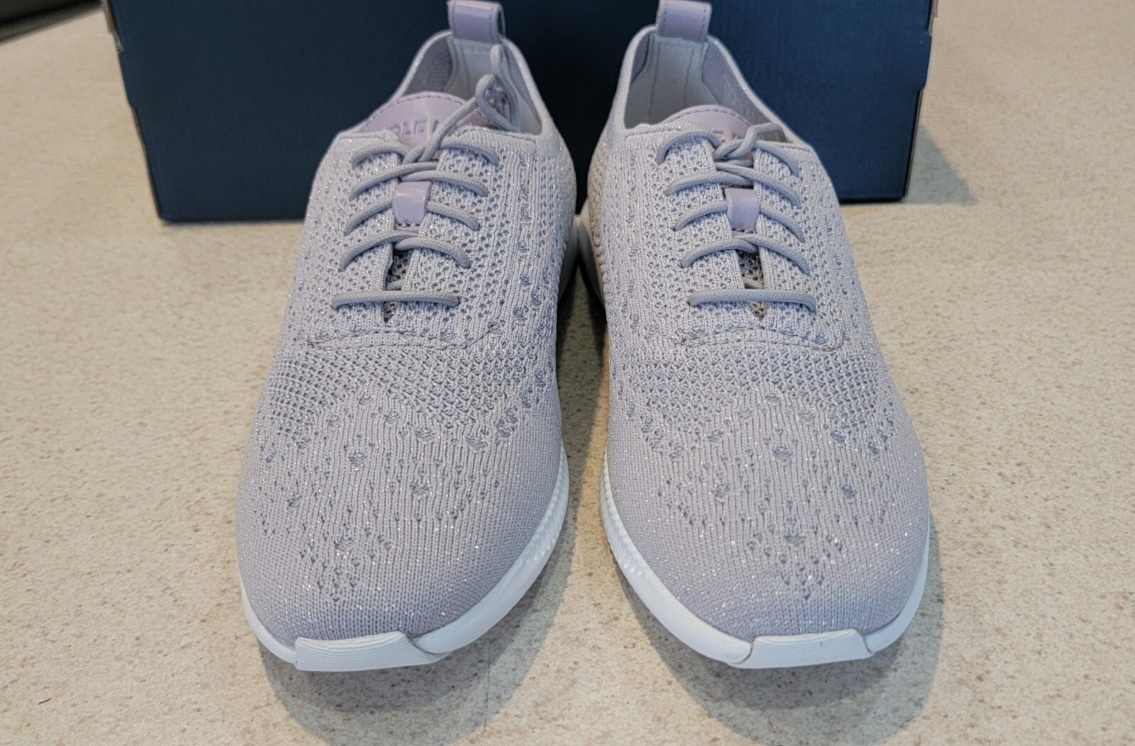 Cole Haan Women's 2 Zerogrand StitchLite Knit Grey Wingtip Shoes, W28586 Sz 10B