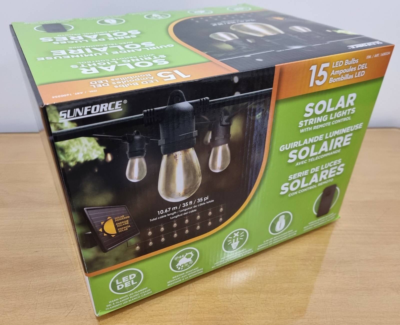 NEW Sunforce 15 LED Warm White Outdoor Waterproof Solar String Lights Lithium