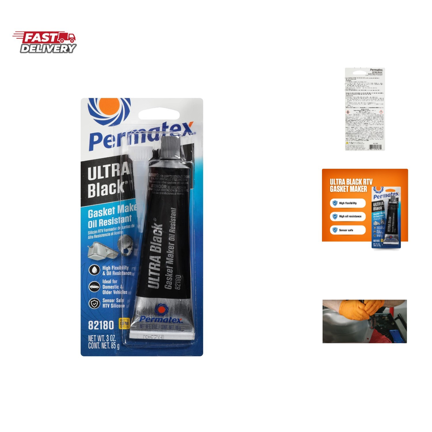 Ultra Black Maximum Oil Resistance RTV Silicone Gasket Maker, Sensor Safe and...