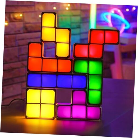 Tangram Stackable Night Light,  LED 7 Colors Induction Interlocking Desk Plug