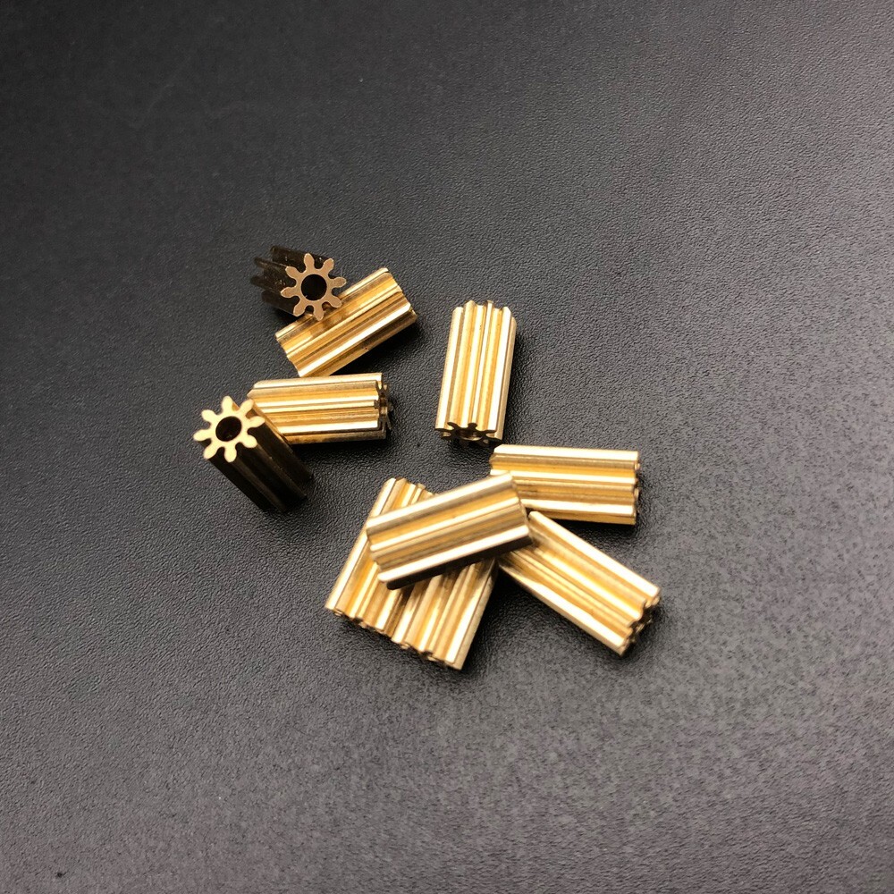 1PC 0.5M 8T2A Brass Spindle Gear Spur Bore 2MM 1.98MM 2A 8 Teeth Lengthen L 10MM