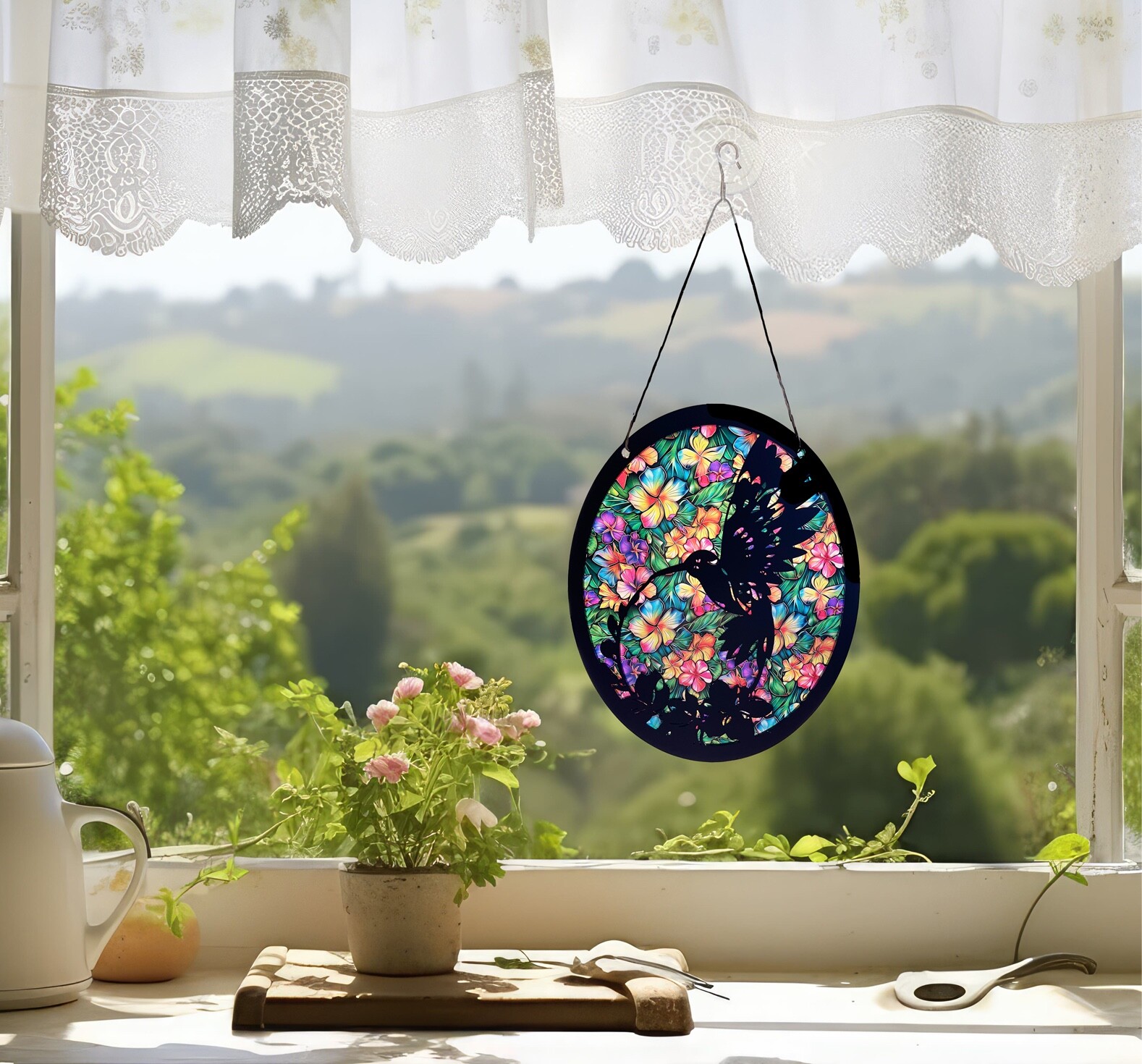 Colorful Sun Catcher - Hang On Your Window-Beautiful, Window Art - Hummingbird
