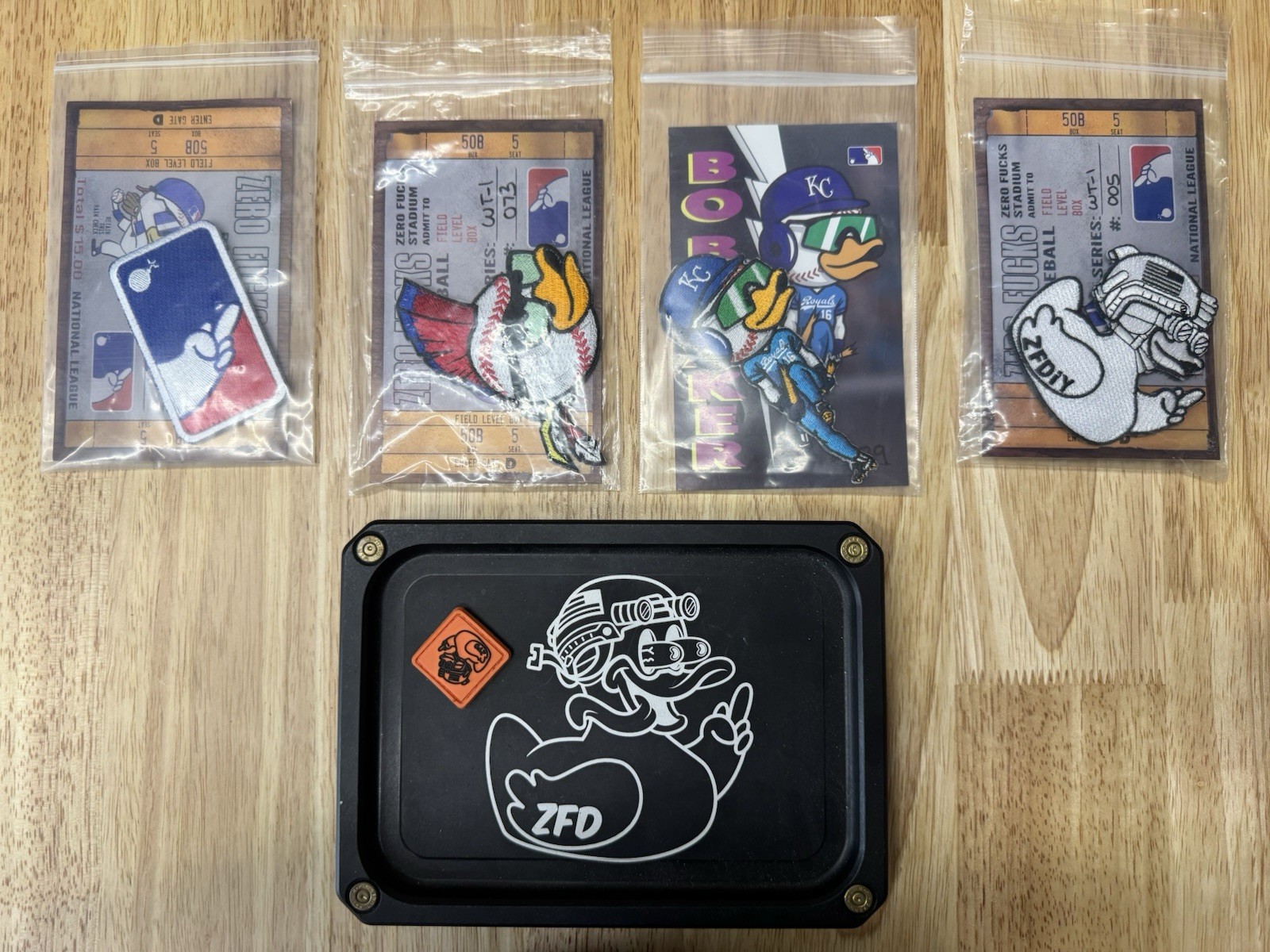 Zero F*cks Ducks ZFD Dumpbox LOT - VHTF RARE - EDC  Tray - Patches - 7 Pcs