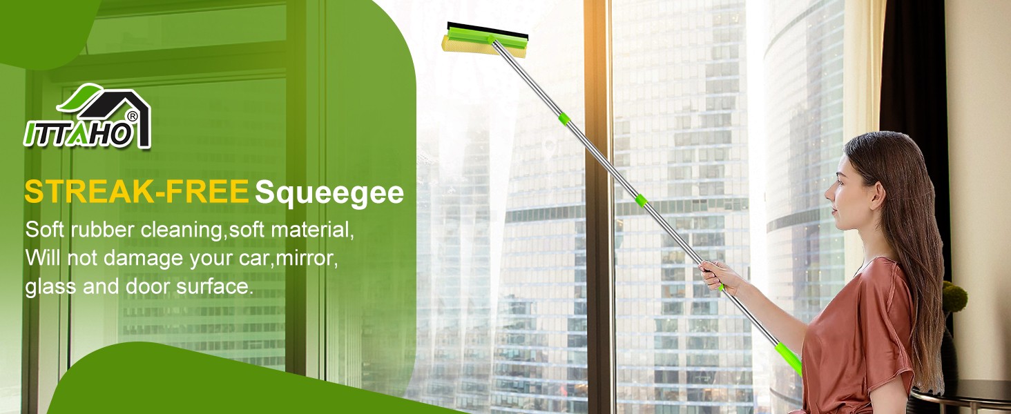 Window Squeegee, Squeegee for Window Cleaning, 2 in 1 Squeegee Window Cleaner