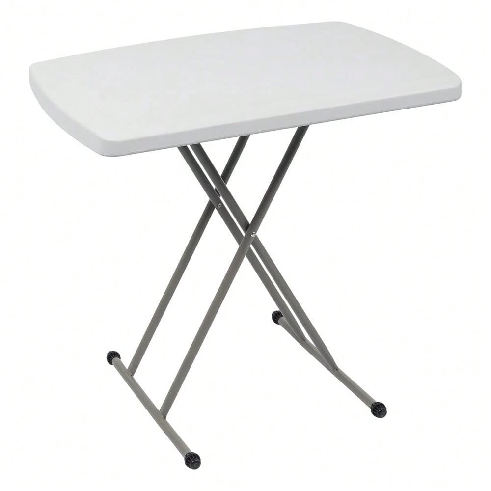 Liftable Garden Table White HDPE Outdoor Patio Side Table Portable