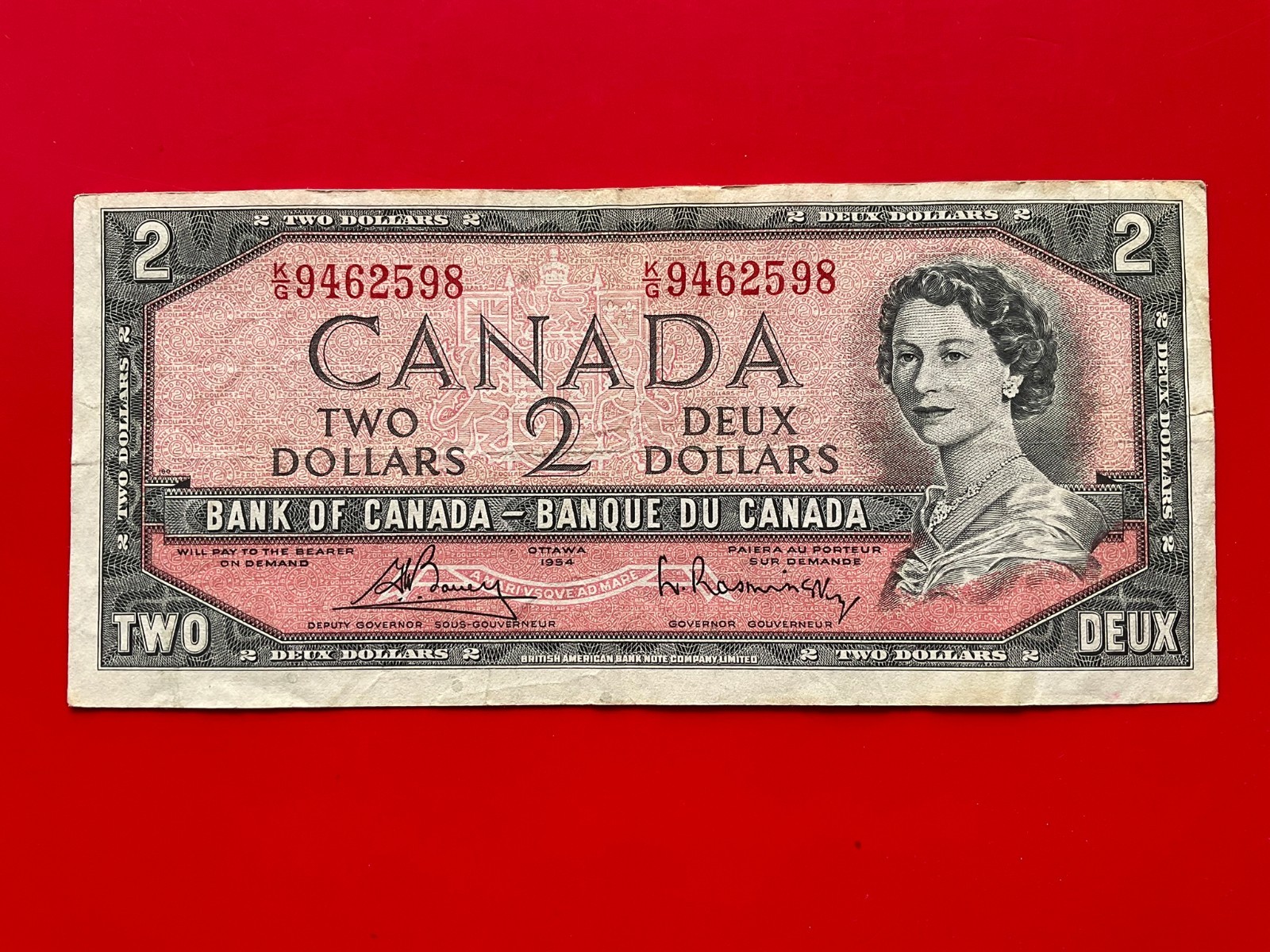 Canada 1954 $2 Bouey * Rasminsky – K/G – pick #76c