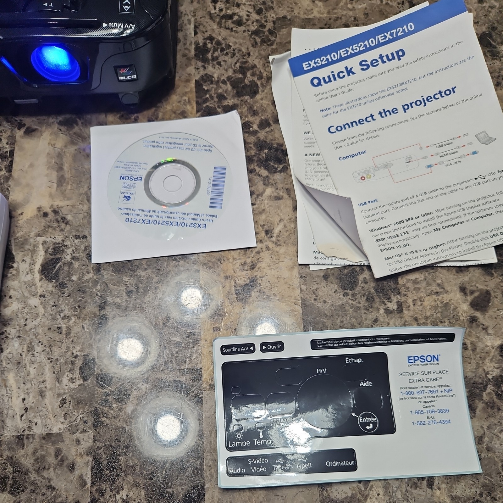 Epson EX5210 Projector -! H429A 2800 Lumens 3LCD WORKING Remote