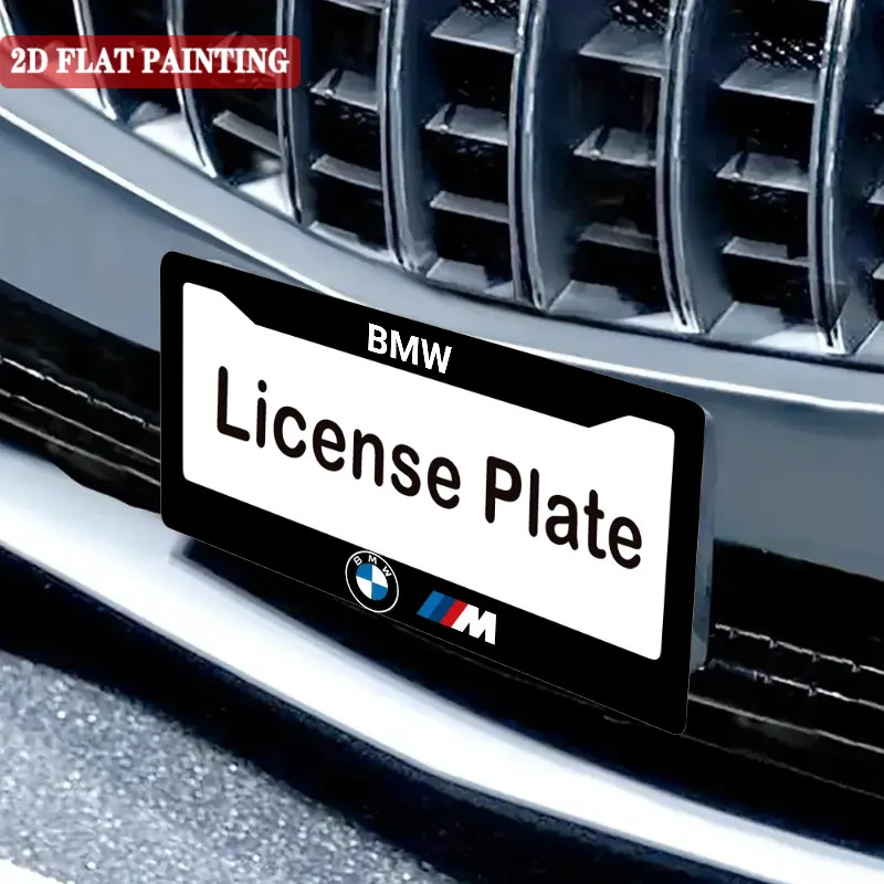2PC BMW Black License Frames Car License Plate Frame Holder