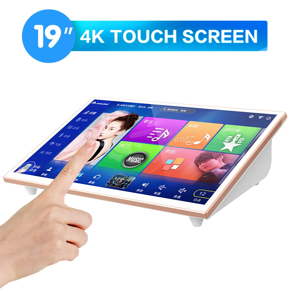 19" KTV Karaoke Machine Touch Screen 4TB with Microphone WiFi Karaoke Set Player