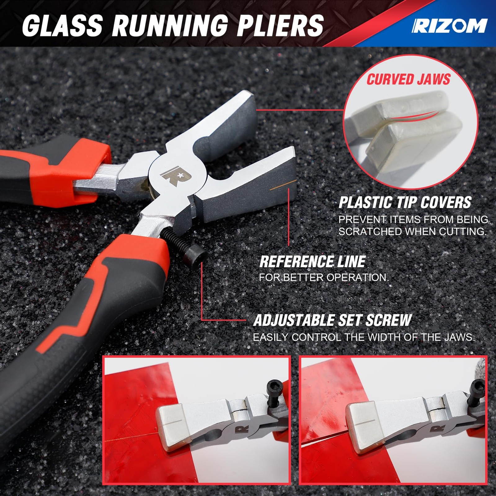 Rizom Glass Cutters Tools, Cutter 2-20MM, 8" Running Black&Red