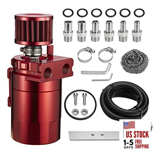 Oil Catch Can 300ml Baffled with Breather Filter, Universal Aluminum Air Oil