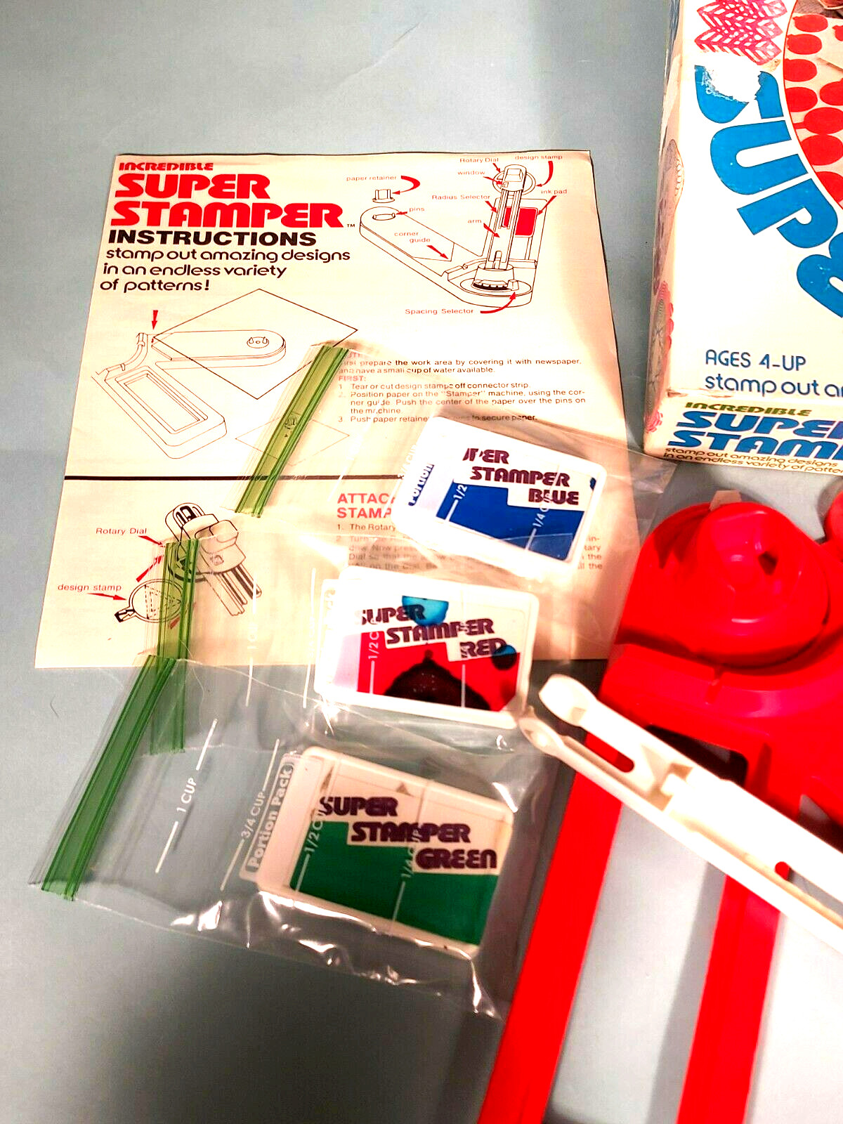 1976 Hasbro Super Stamper with Design Accessories and Original Box