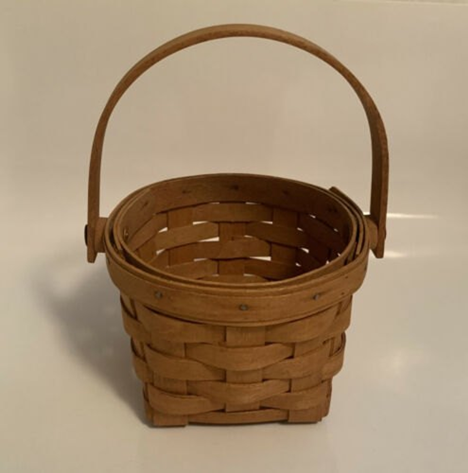 Longaberger Small Swing Handle Handwoven Basket Emerald Vine Liner & Protector