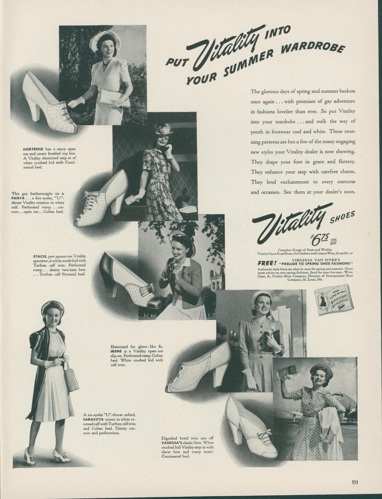 1941 Vitality Shoes Stylish Woman Open Toe Crushed Kid Vintage Print Ad L4
