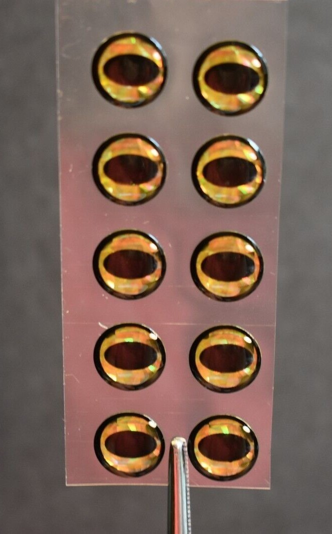 24  BLACK CIRCLE GOLD   3D Soft Molded 1/4"  6mm Eyes Fly Tying Lures