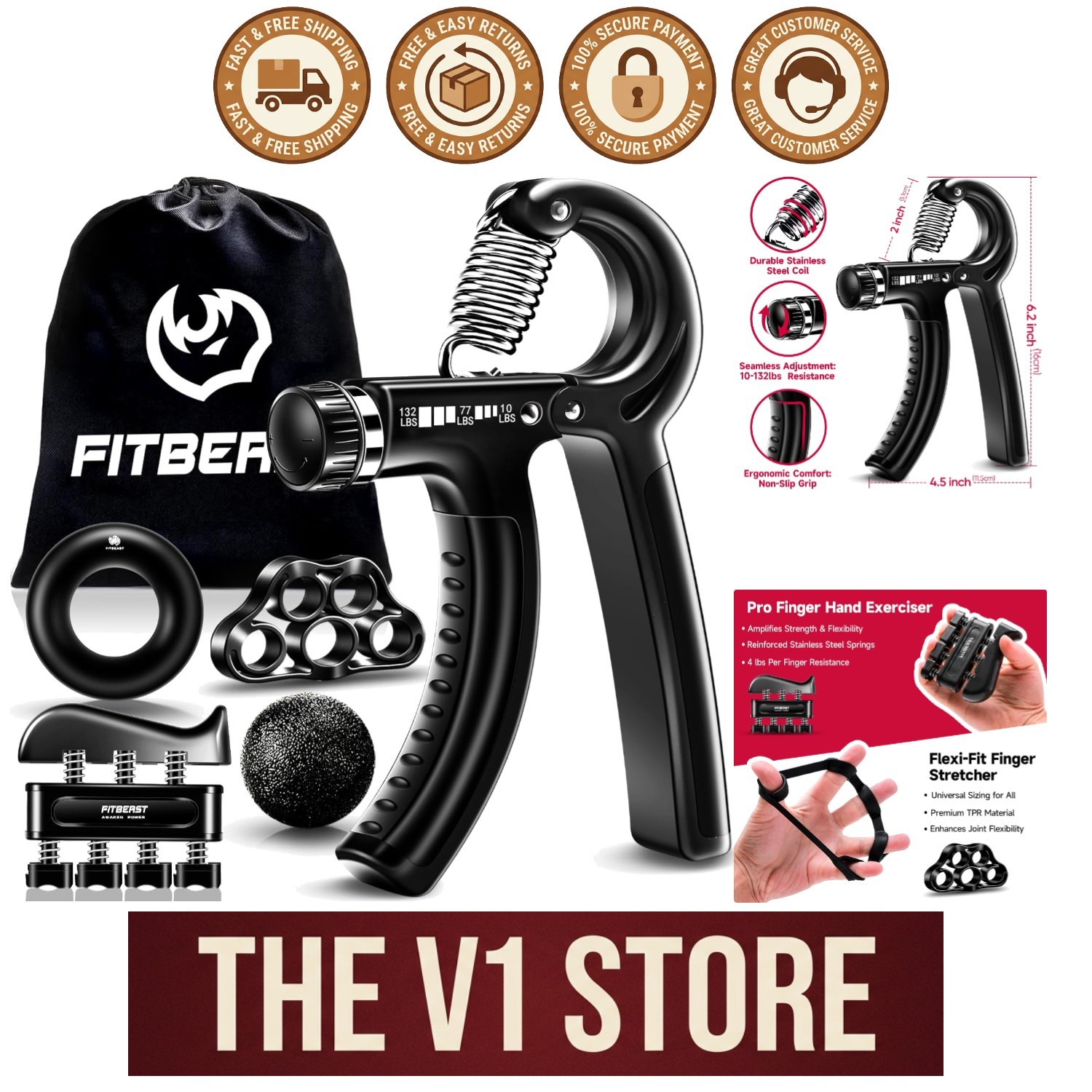 Adjustable 5 Pack Grip Strengthener Kit: Ergonomic Forearm Training Solution