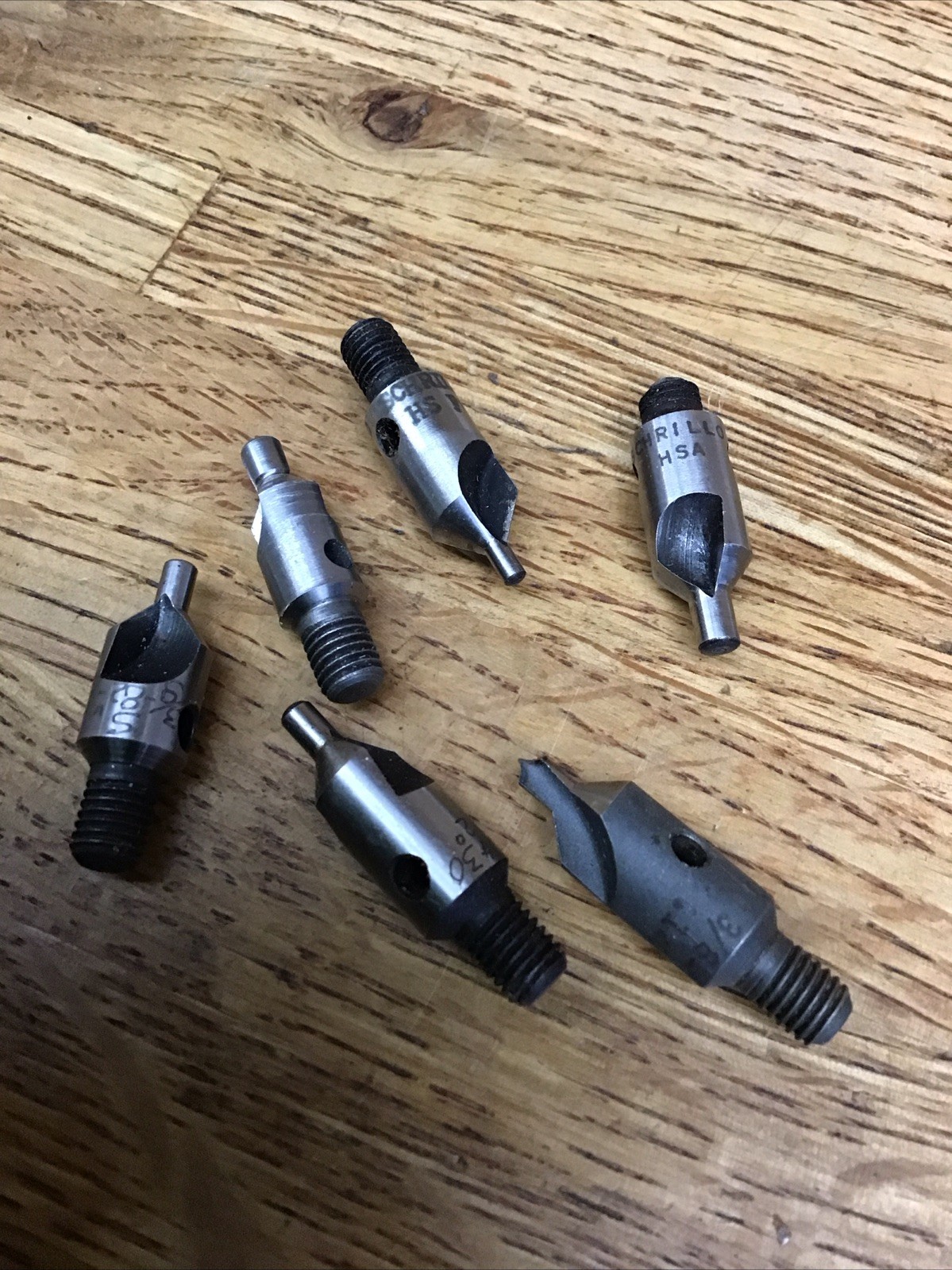 Lot Of 6 Threaded Shank Stop Countersink Assorted Schrillo