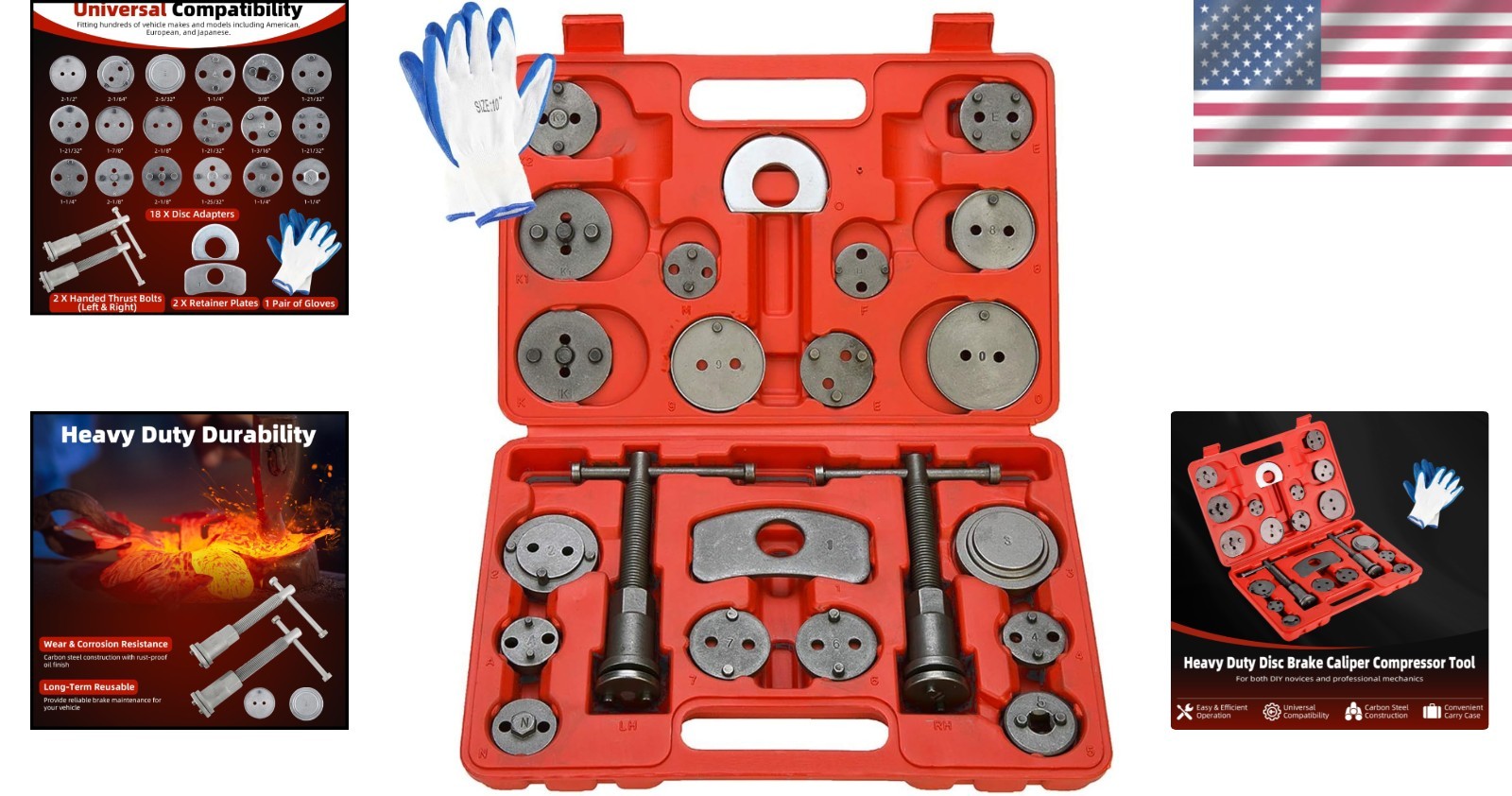 24pc Disc Brake Caliper Compressor Tool Set - Essential for Brake Maintenance